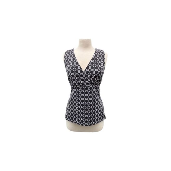 WHITE HOUSE BLACK MARKET GEOMETRIC PRINT SLEEVELESS TOP - Picture 1 of 5
